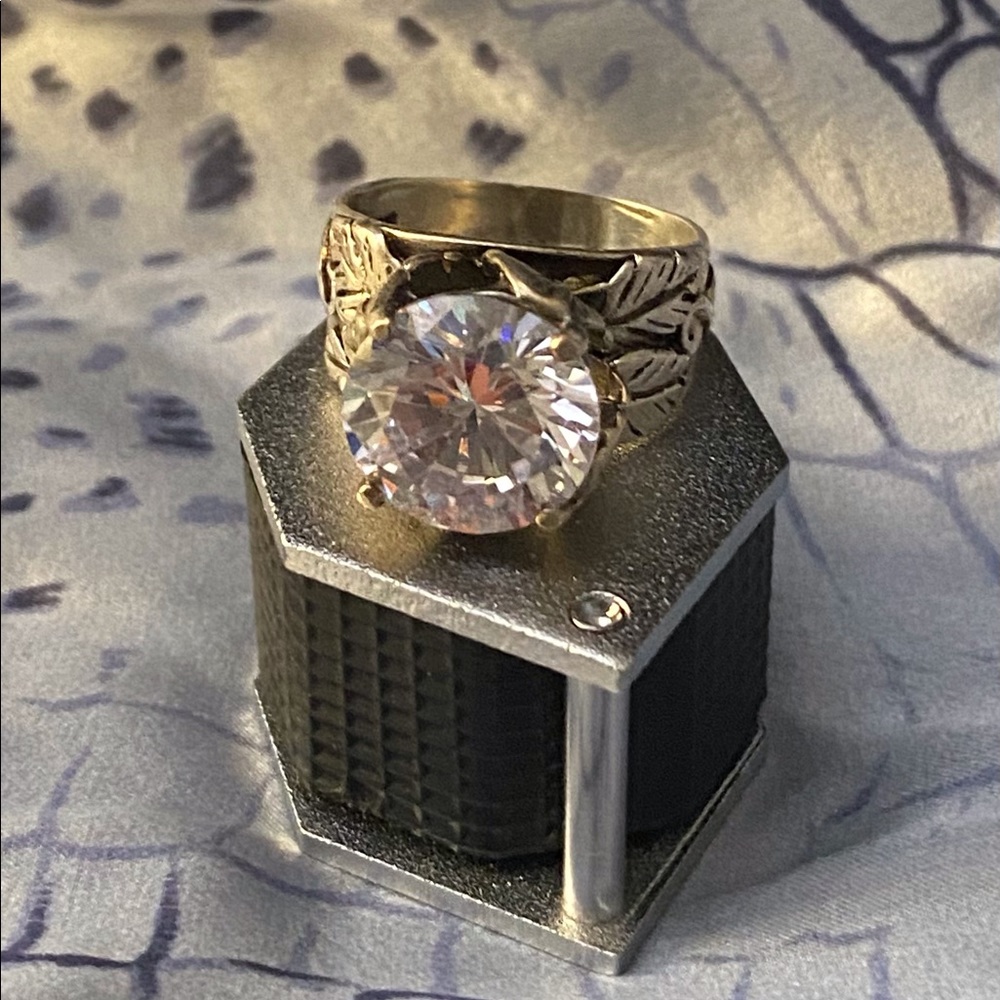 Gorgeous Israeli Floral 925 Sterling 6ct. Brilliant Cut Solitaire Sz 7 3/4